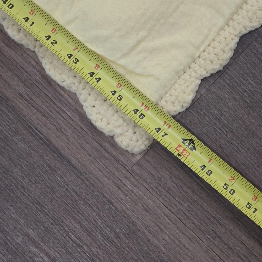 Yellow Knit‎ Vintage Handmade Baby Nursery 3D Tails Animal Throw Blanket 47x36
